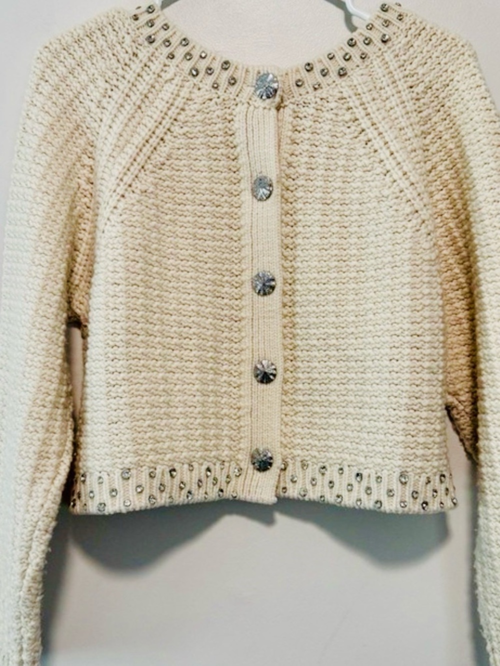 Maje White Knit Sweater Jacket